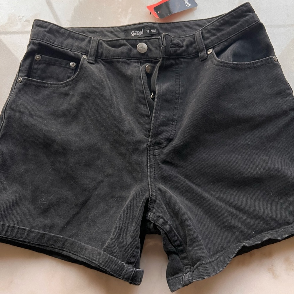Sportsgirl High Waisted Black Denim Shorts